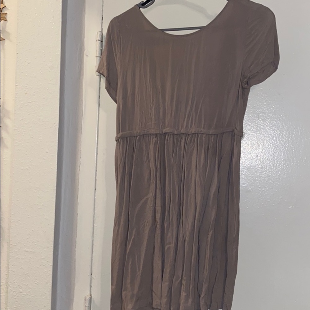 Tan Babydoll Mini Dress